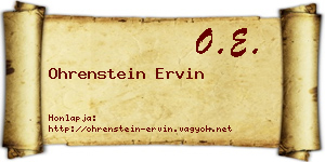 Ohrenstein Ervin névjegykártya